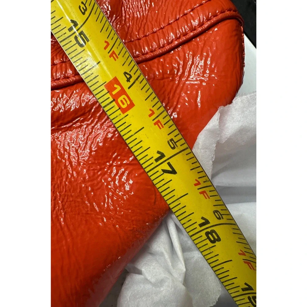 NWT MILLY Large Orange Patent Leather Satchel Purse Bag $465 Handbag Designer - Picture 7 of 8